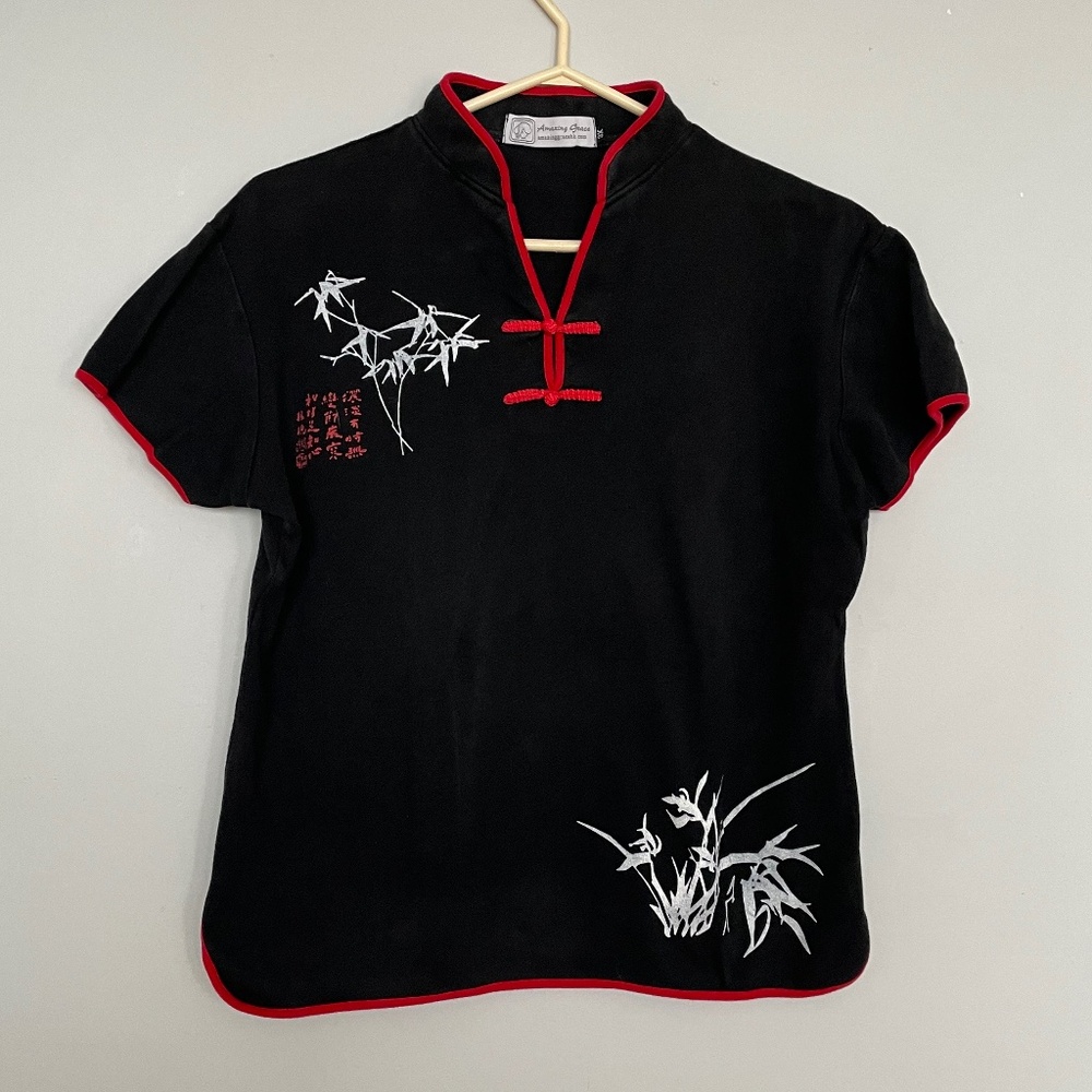 Short sleeve top Mandarin Collar size US M